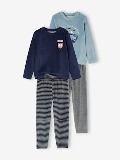 Lot de 2 pyjamas "nature" en velours garçon BASICS  - vertbaudet enfant