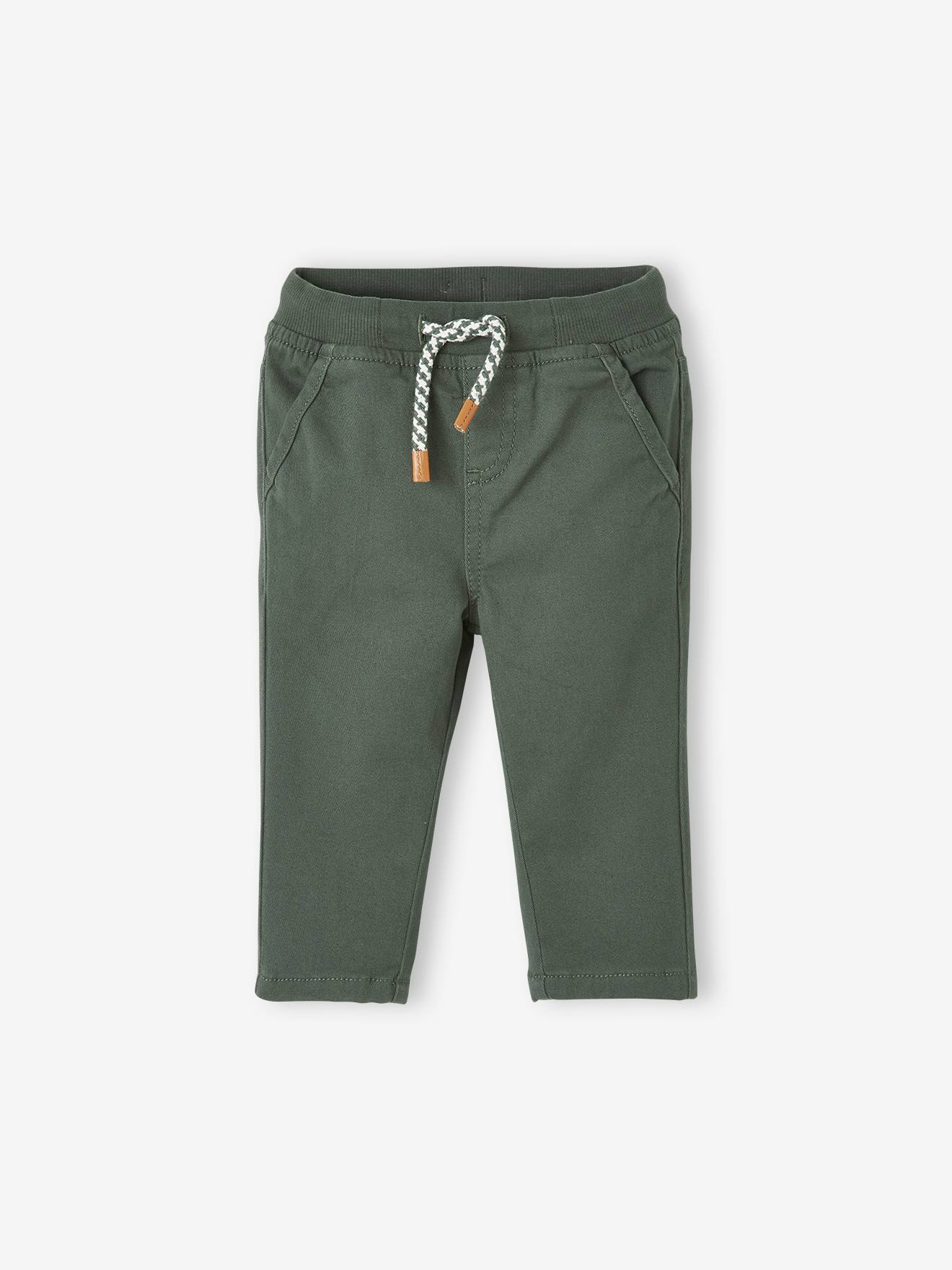 Pantalon en sergé doublé bébé garçon vert bouteille