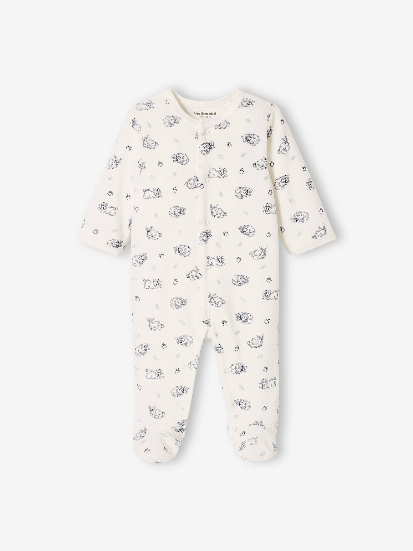 pyjama bébé velours ours blanc cassé - HEMA
