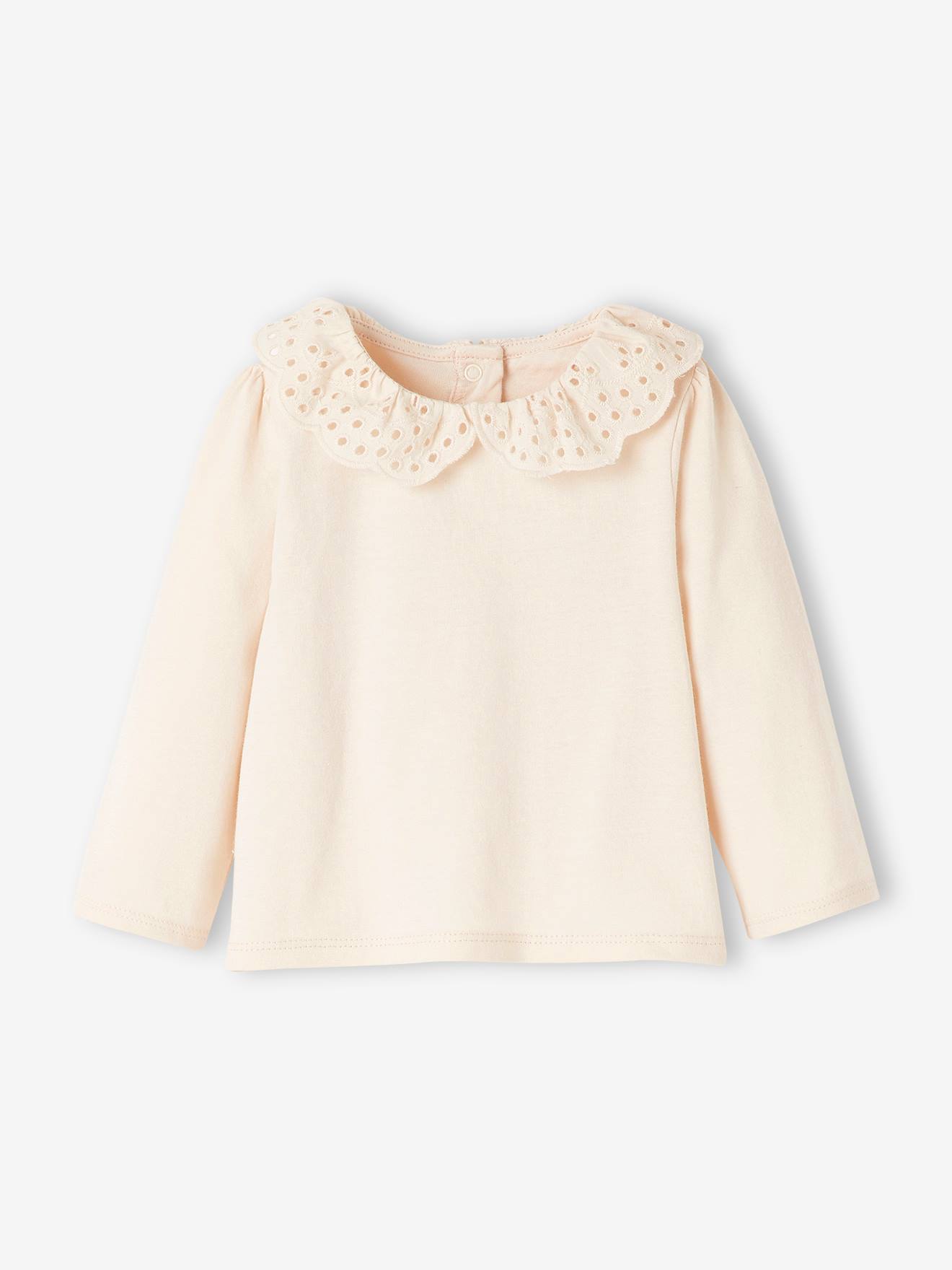 T-shirt bébé col brodé manches longues beige clair (Vertbaudet) - Image 3