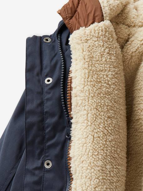 Parka garçon 3 en 1 blouson amovible kaki+lichen+Marine grisé+noix de pécan 35 - vertbaudet enfant 
