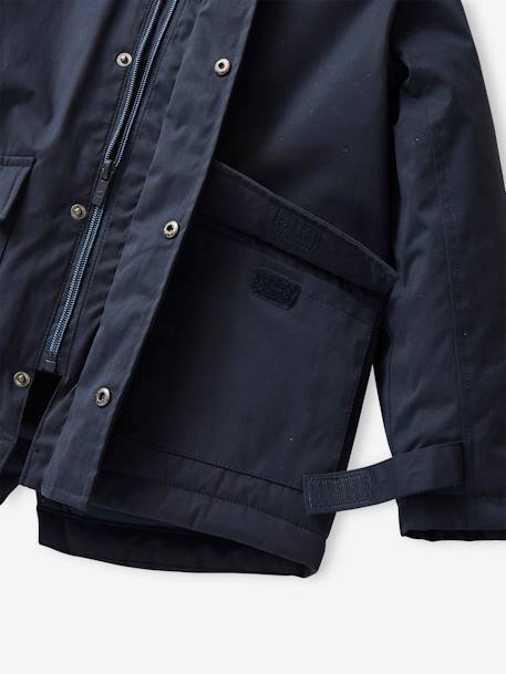 Parka garçon 3 en 1 blouson amovible kaki+lichen+Marine grisé+noix de pécan 34 - vertbaudet enfant 