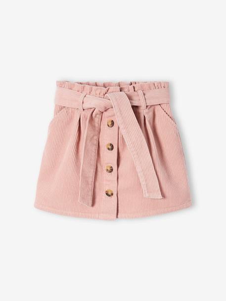 Jupe style 'paperbag' en velours côtelé fille pêche+rose blush+sapin 6 - vertbaudet enfant 