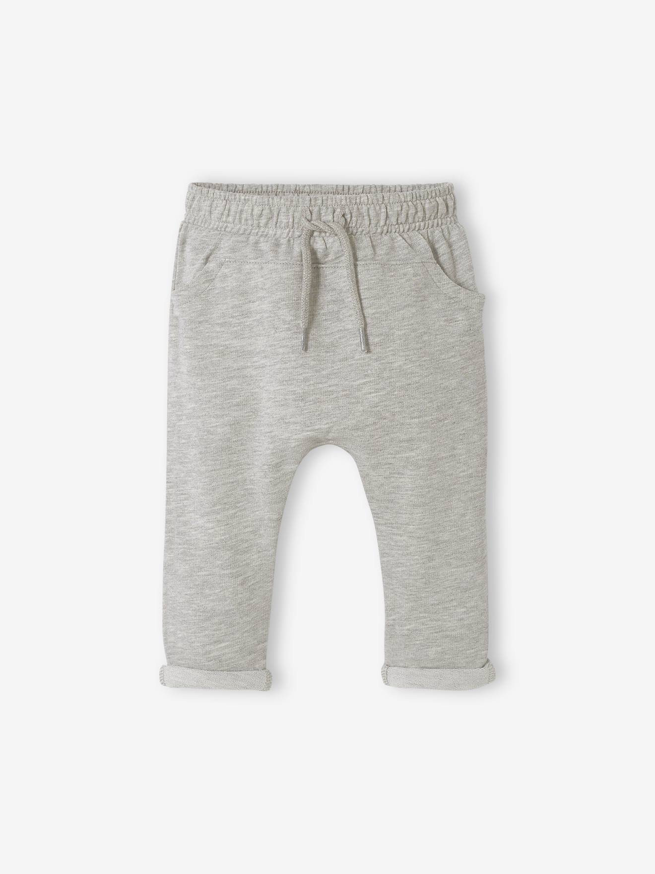 Pantalon molleton bébé garçon uni BASICS gris clair chiné
