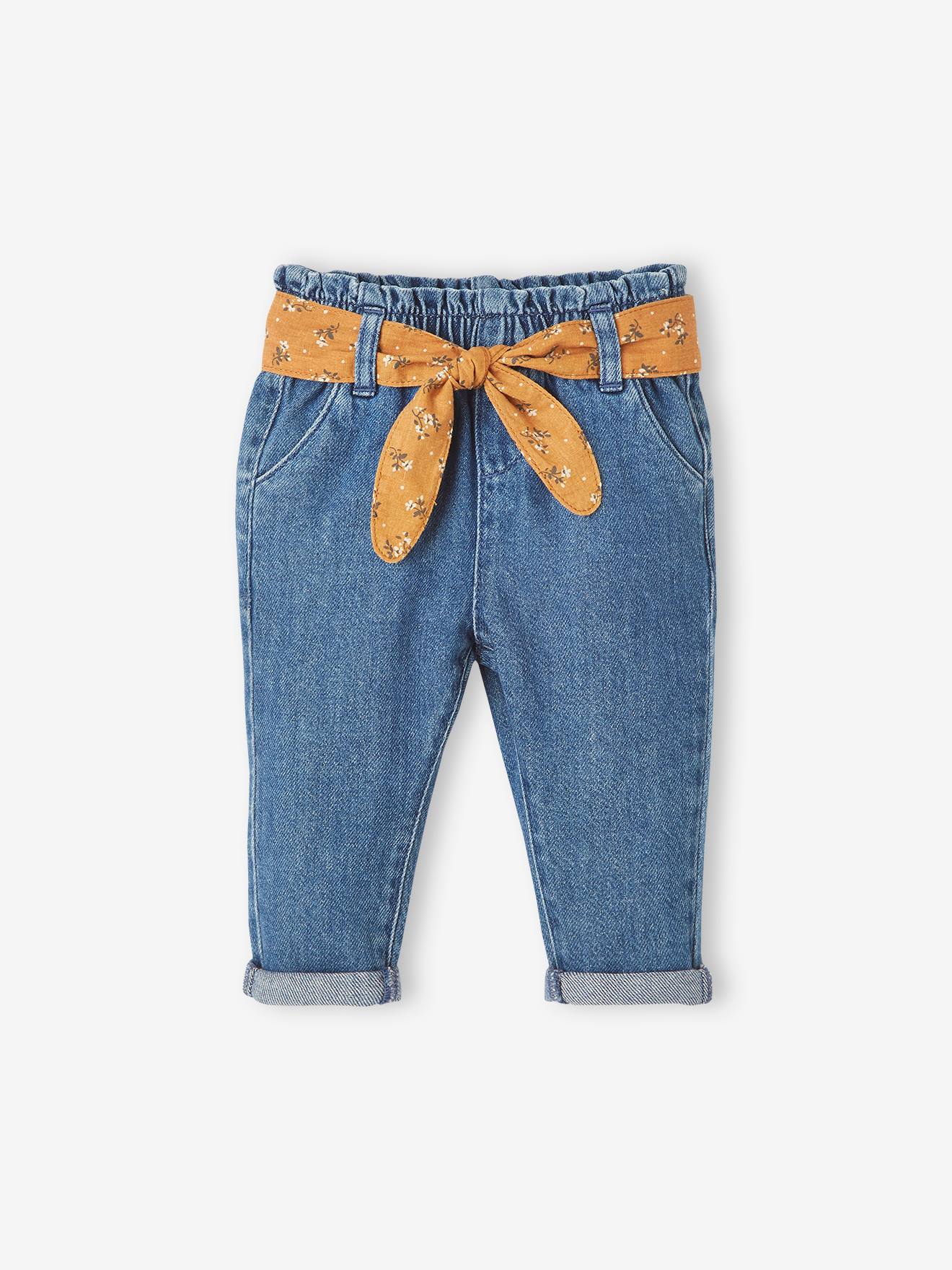 Short à taille élastiquée avec ceinture à nouer - Beige - Bébé fille