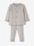 Ensemble mixte en tricot gilet et pantalon bébé blanc+gris ardoise+gris clair chiné 16 - vertbaudet enfant 