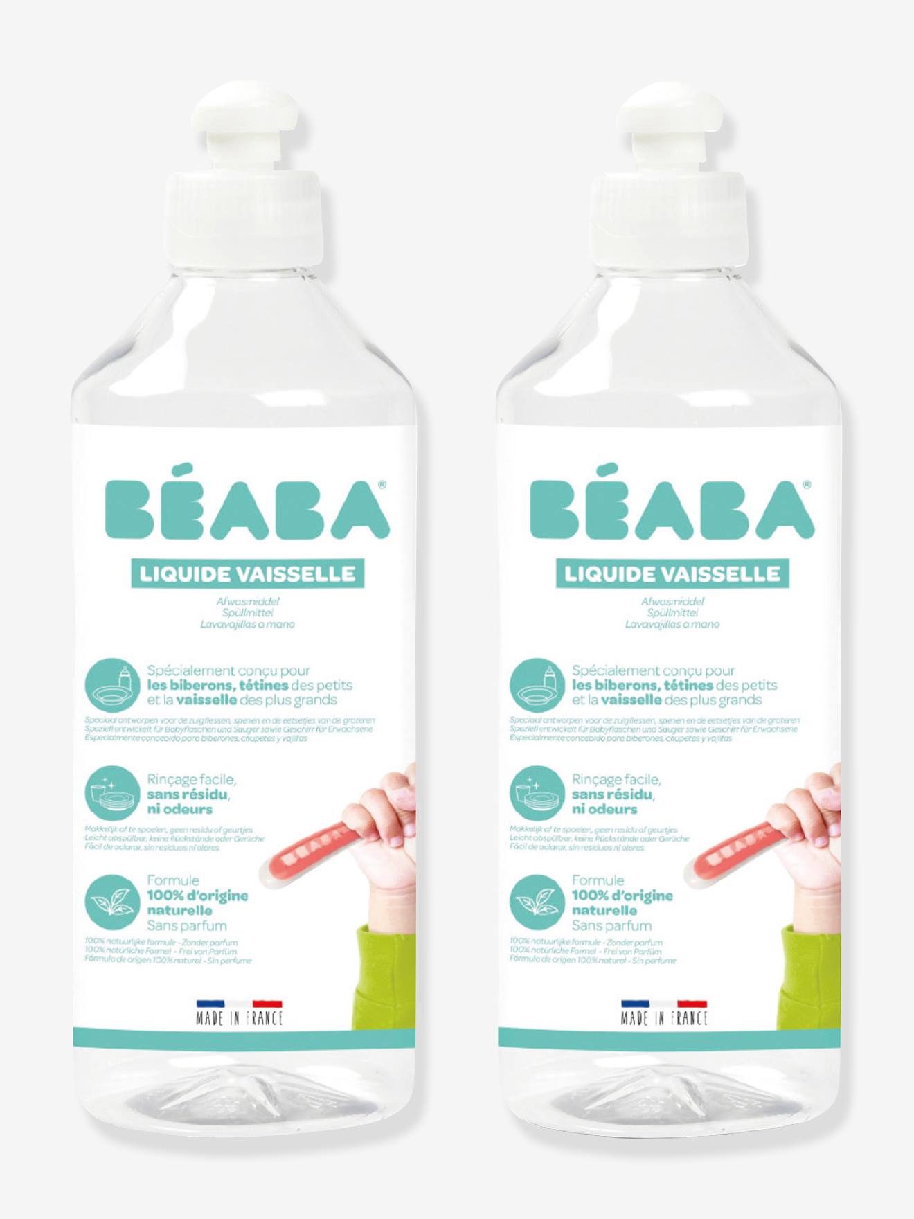 Lot de 2 flacons de liquide vaisselle (500 ml) BEABA blanc