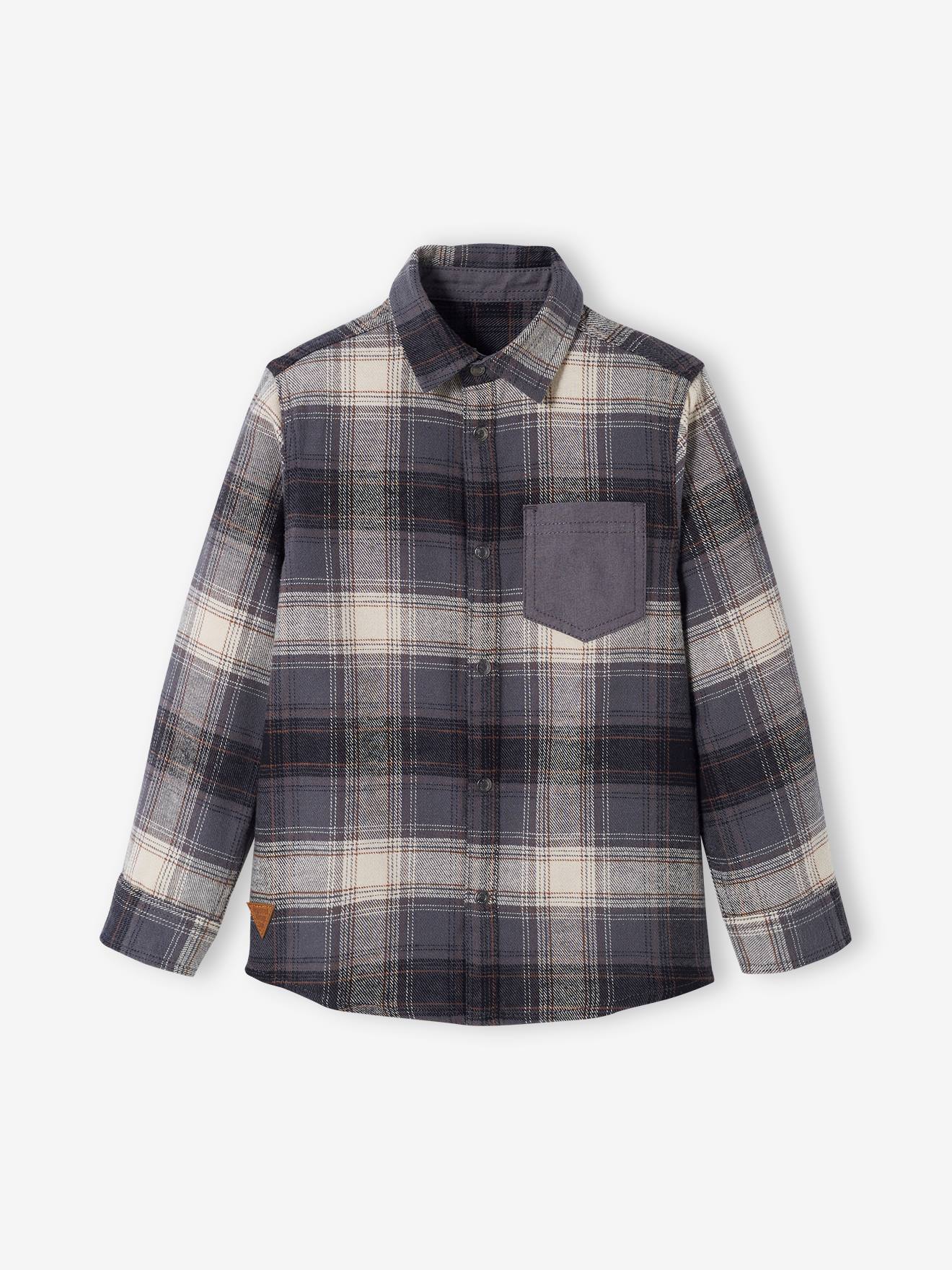 Chemise à carreaux esprit flanelle garçon carreaux dark caramel