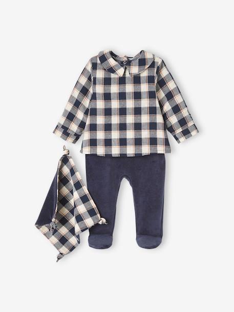 Vertbaudet - Dors-bien bébé garçon 2en1 avec doudou assorti encre