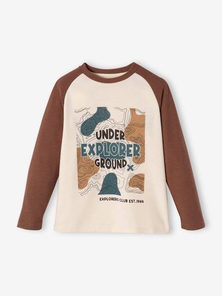 T-shirt ultra doux motif cartographie garçon ECRU 2 - vertbaudet enfant 