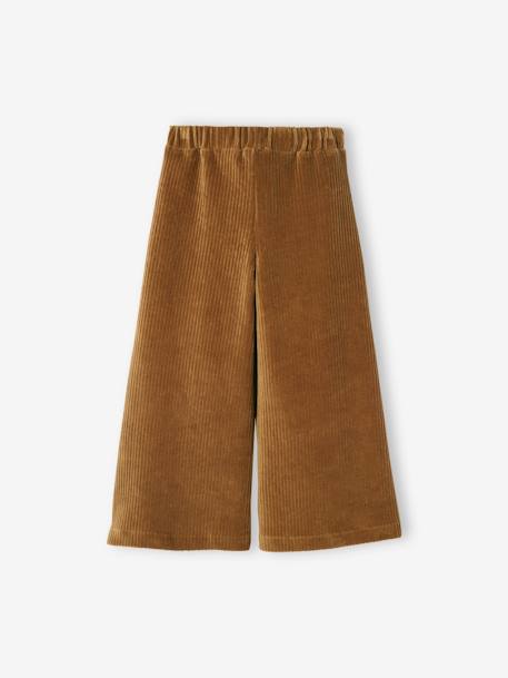 Pantalon fille large en velours anthracite+bleu grisé+blush+écru+kaki+marron+prune+rose 25 - vertbaudet enfant 