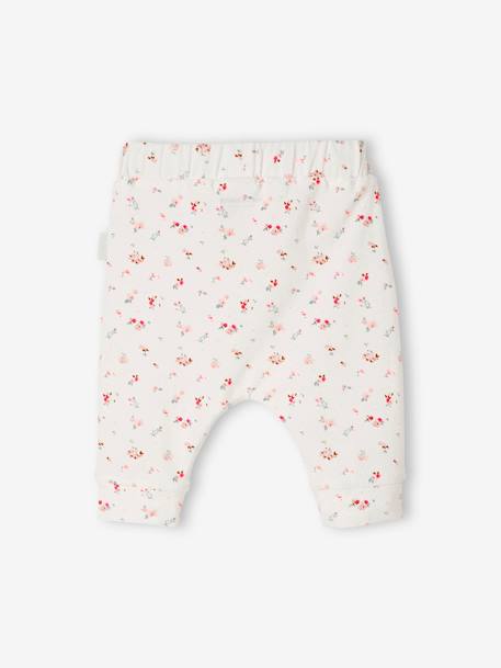 Pantalon naissance en maille souple BASICS Blanc imprimer fleuris+ivoire+rose poudre 2 - vertbaudet enfant 