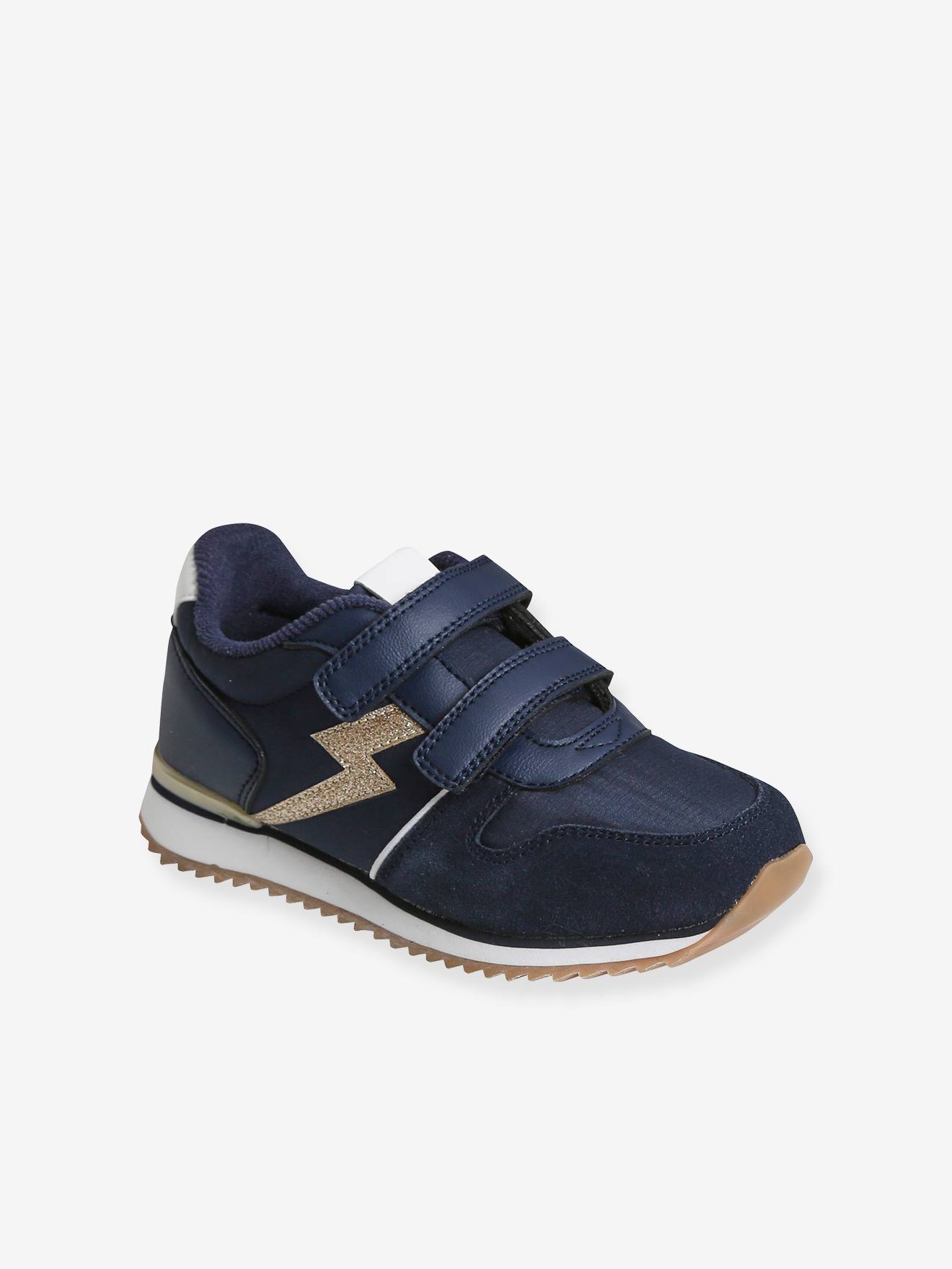 Baskets scratchées fille esprit running bleu marine