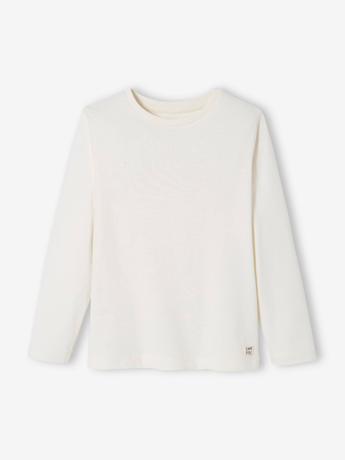 T-shirt couleur Basics personnalisable garçon manches longues ecru