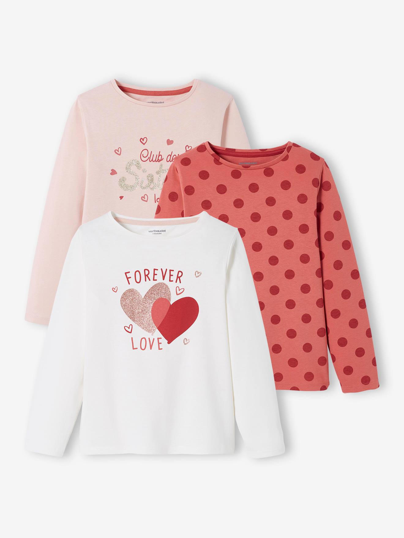 Lot de 3 t-shirts Basics fille manches longues lot blanc