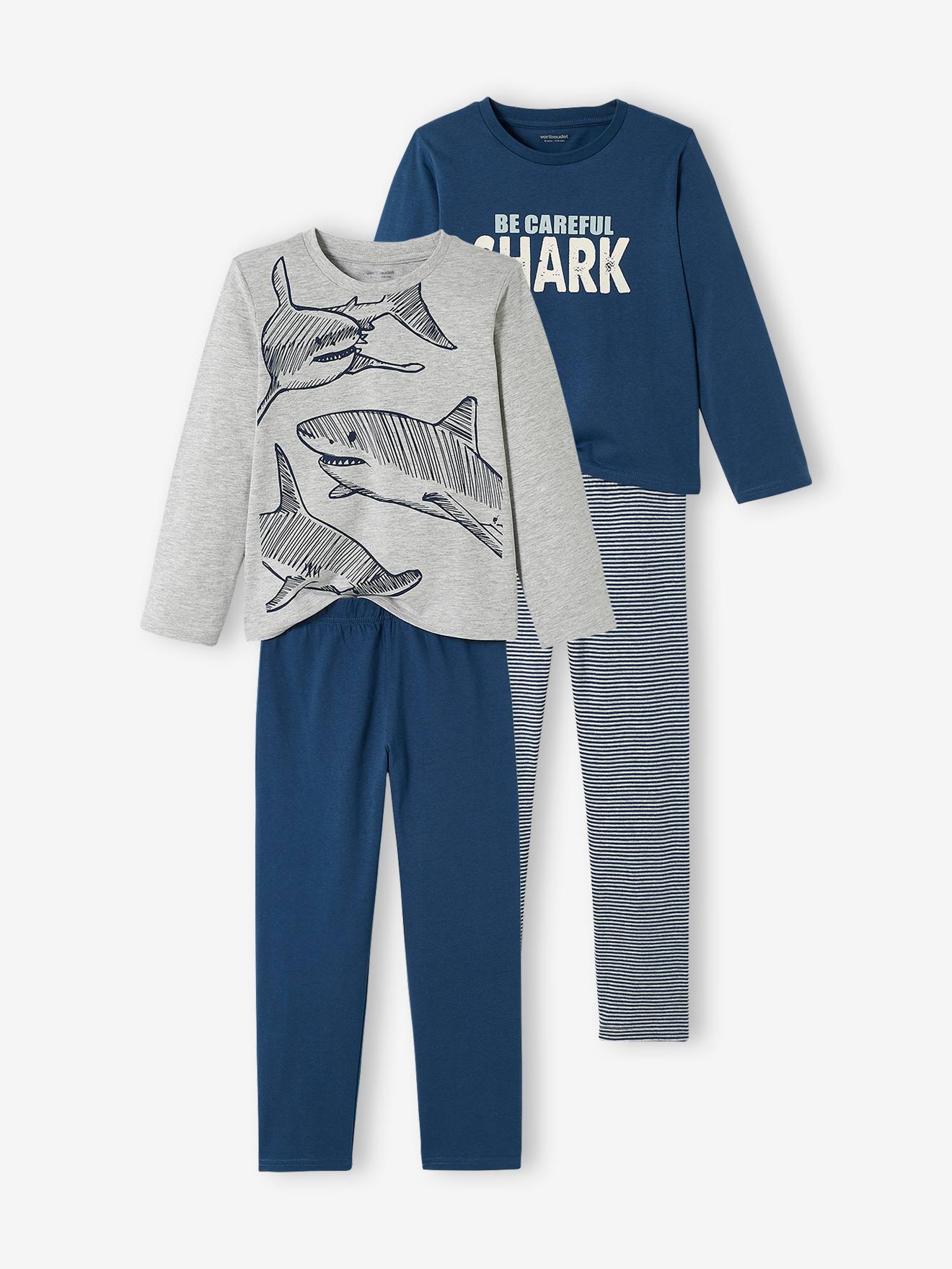 Lot de 2 pyjamas requins garçon lot bleu et gris
