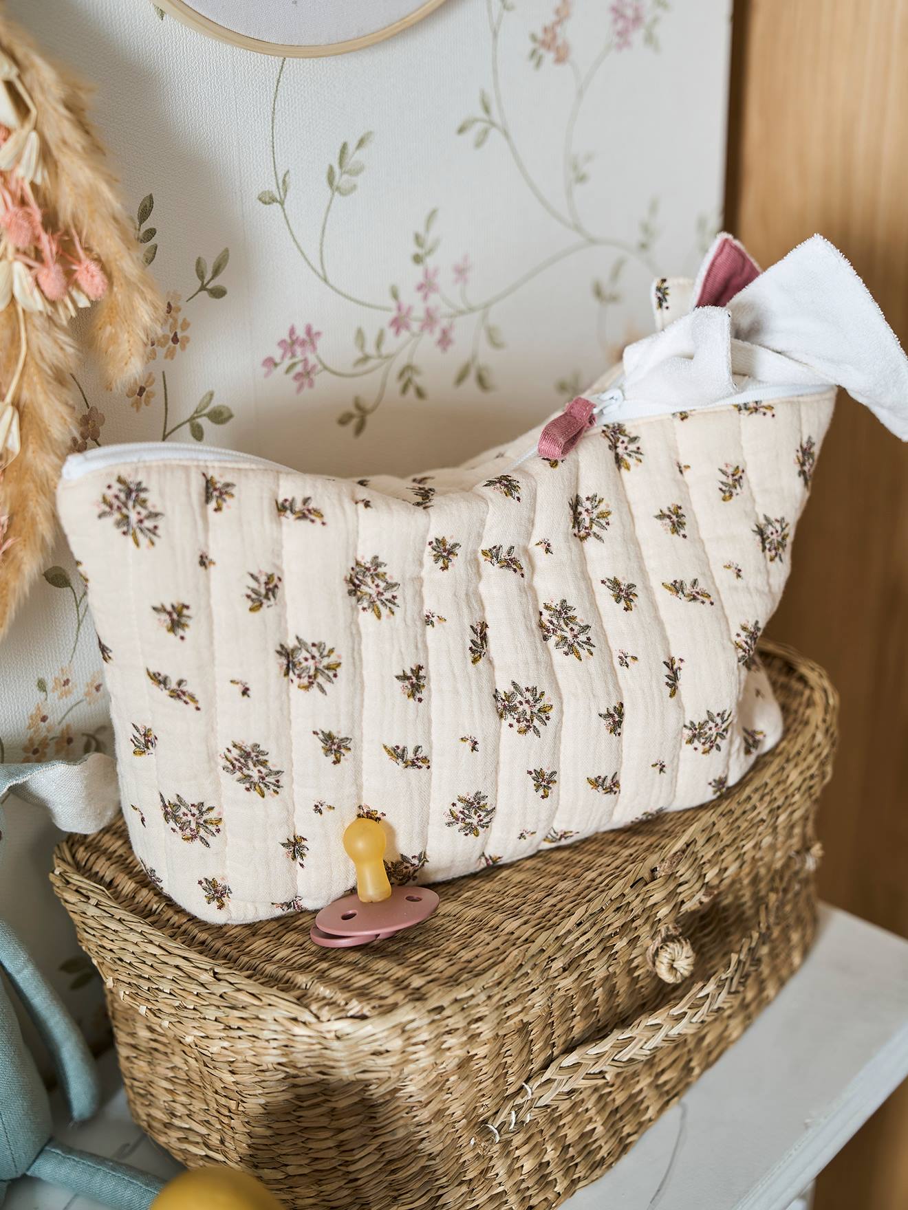 Trousse de toilette enfant en gaze de coton imprimé fleurs grenier (Vertbaudet) - Image 2