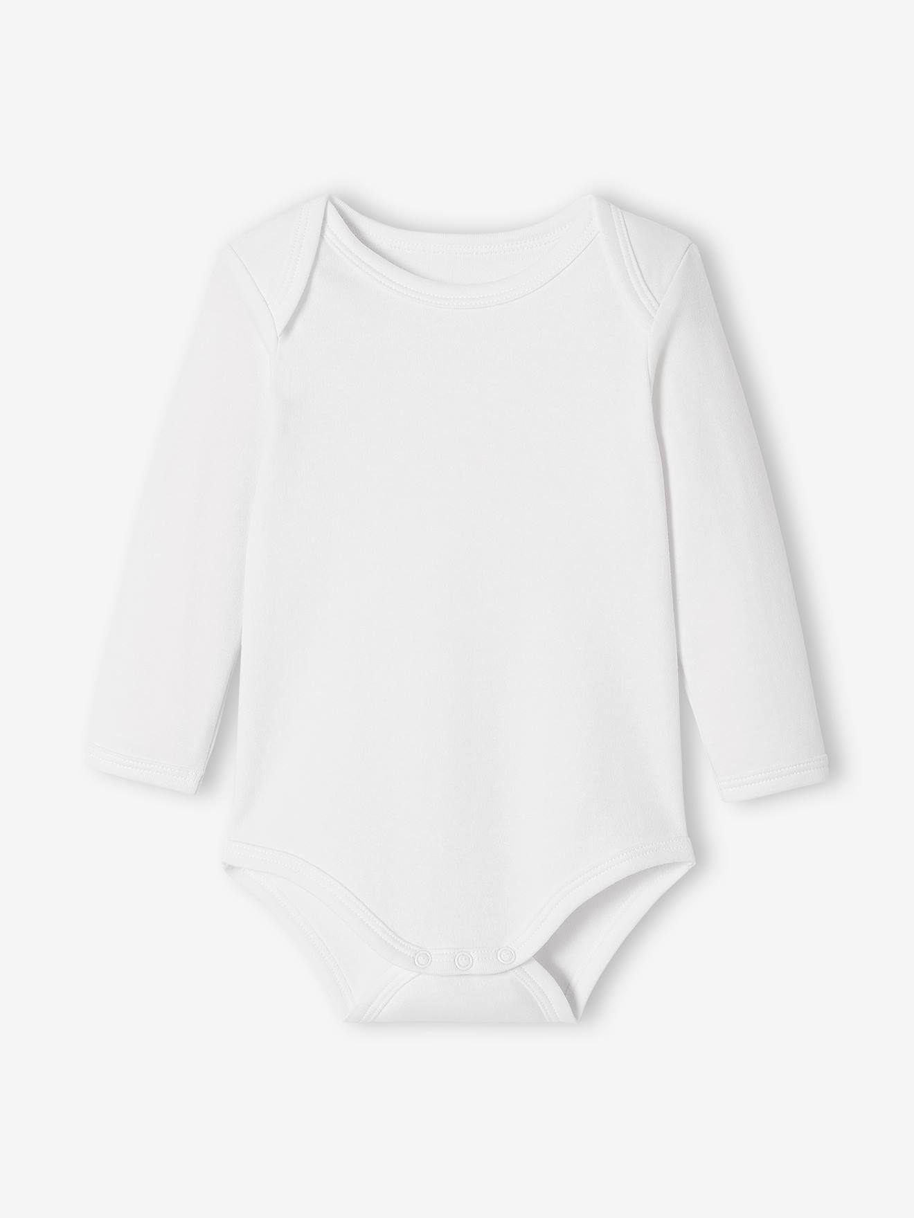 Lot de 5 bodies bébé manches longues ouverture US BASICS lot blanc (Vertbaudet) - Image 1