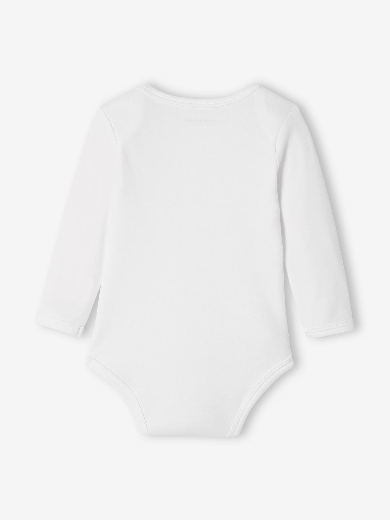 Lot de 5 bodies bébé manches longues ouverture US BASICS lot blanc (Vertbaudet) - Image 2