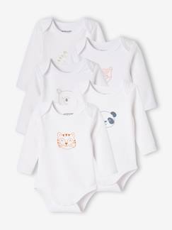 Lots de vêtements-Lot de 5 bodies « animaux »  bébé naissance ouverture US manches longues BASICS