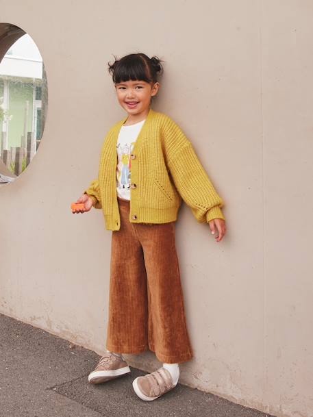 Pantalon fille large en velours anthracite+bleu grisé+blush+écru+kaki+marron+prune+rose 21 - vertbaudet enfant 