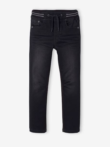 Jean garçon droit facile à enfiler denim effet molleton blue stone+BRUT FONCE+denim black+denim bleached+denim gris+double stone 12 - vertbaudet enfant 