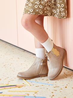 Chaussures-Chaussures fille 23-38-Boots cuir fille zippées et élastiquées
