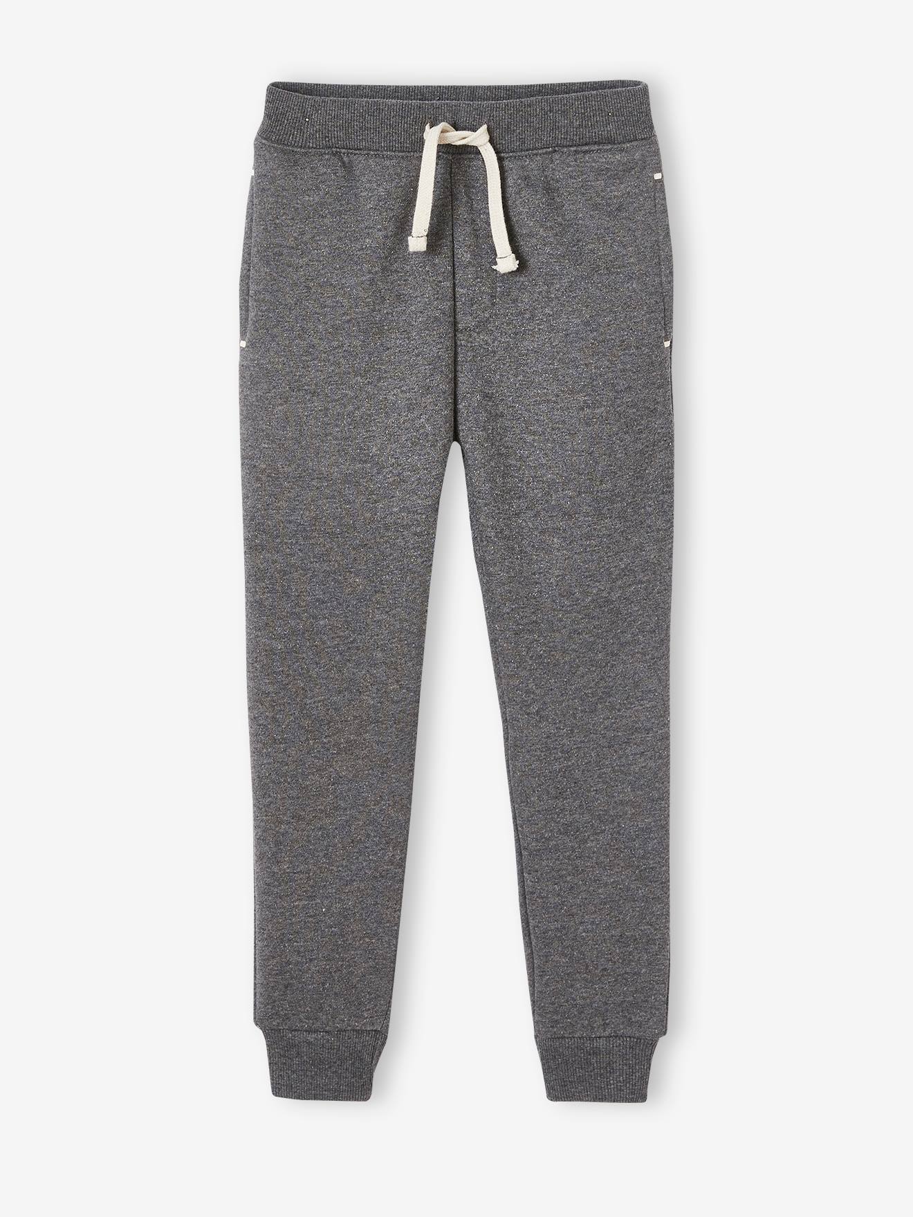 Pantalon de sport en molleton garçon gris anthracite chine