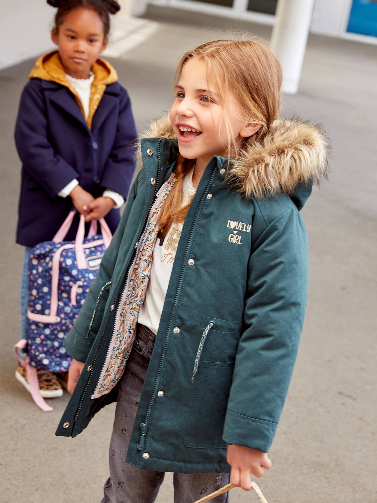 Parka fille 3 en 1 hiver à capuche vert