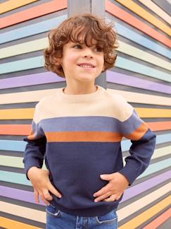 Pull garçon colorblock rayé maille fine  - vertbaudet enfant