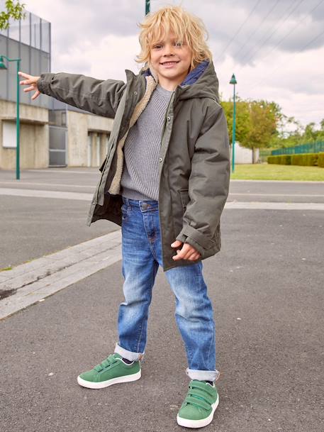 Parka garçon 3 en 1 blouson amovible kaki+lichen+Marine grisé+noix de pécan 3 - vertbaudet enfant 