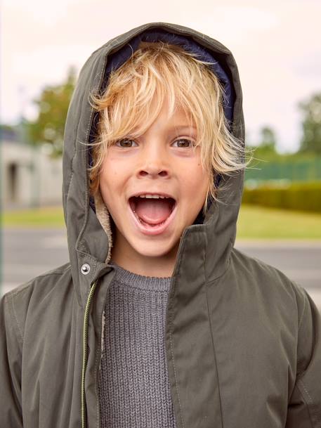Parka garçon 3 en 1 blouson amovible kaki+lichen+Marine grisé+noix de pécan 2 - vertbaudet enfant 