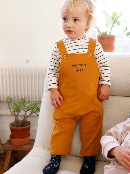 Vêtements bébé et enfants à personnaliser-Bébé-Ensemble bébé T-shirt et salopette en molleton personnalisable