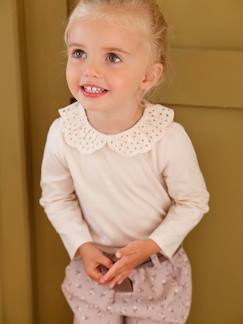 -T-shirt bébé col brodé manches longues