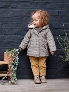 -Manteau à capuche pied de puce bébé doublé imitation fourrure