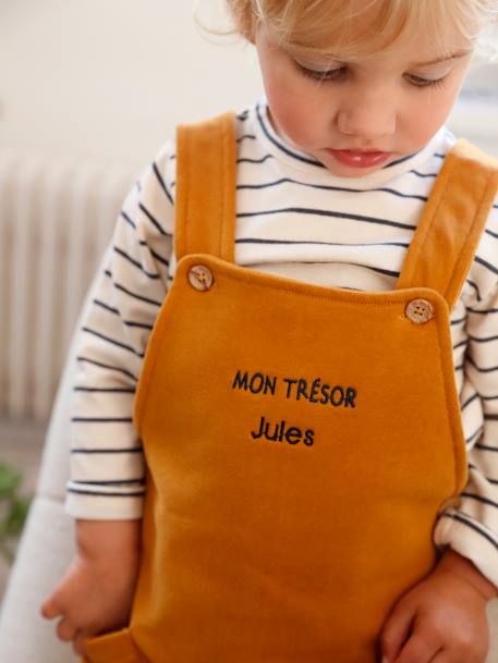 Ensemble bébé T-shirt et salopette en molleton personnalisable caramel+gris chiné 11 - vertbaudet enfant 