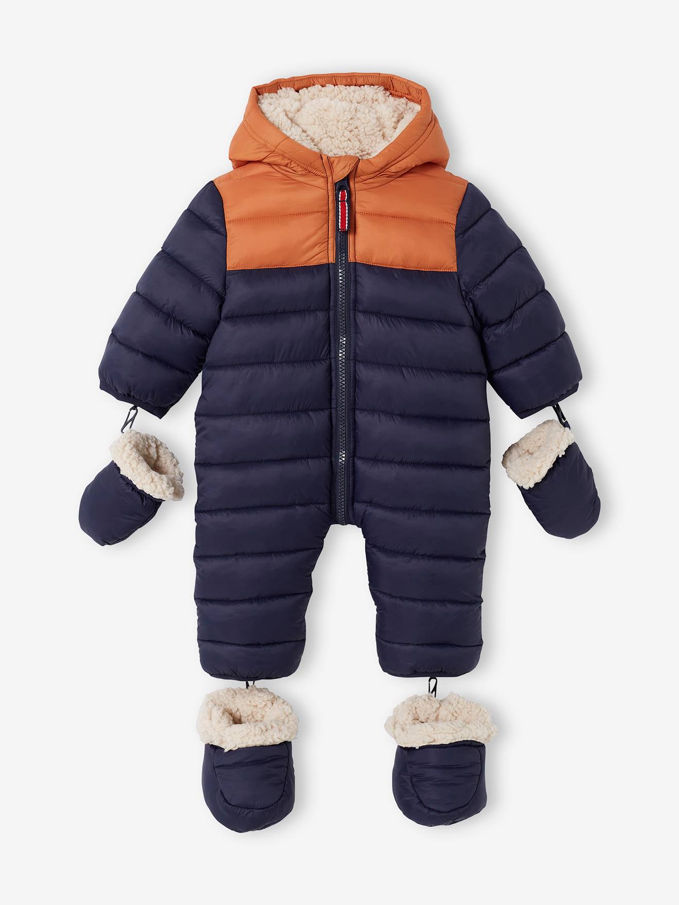 Combi-pilote colorblock bébé doublée et matelassée encre