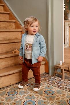 Vêtements bébé et enfants à personnaliser-Chemise en jean bébé garçon personnalisable
