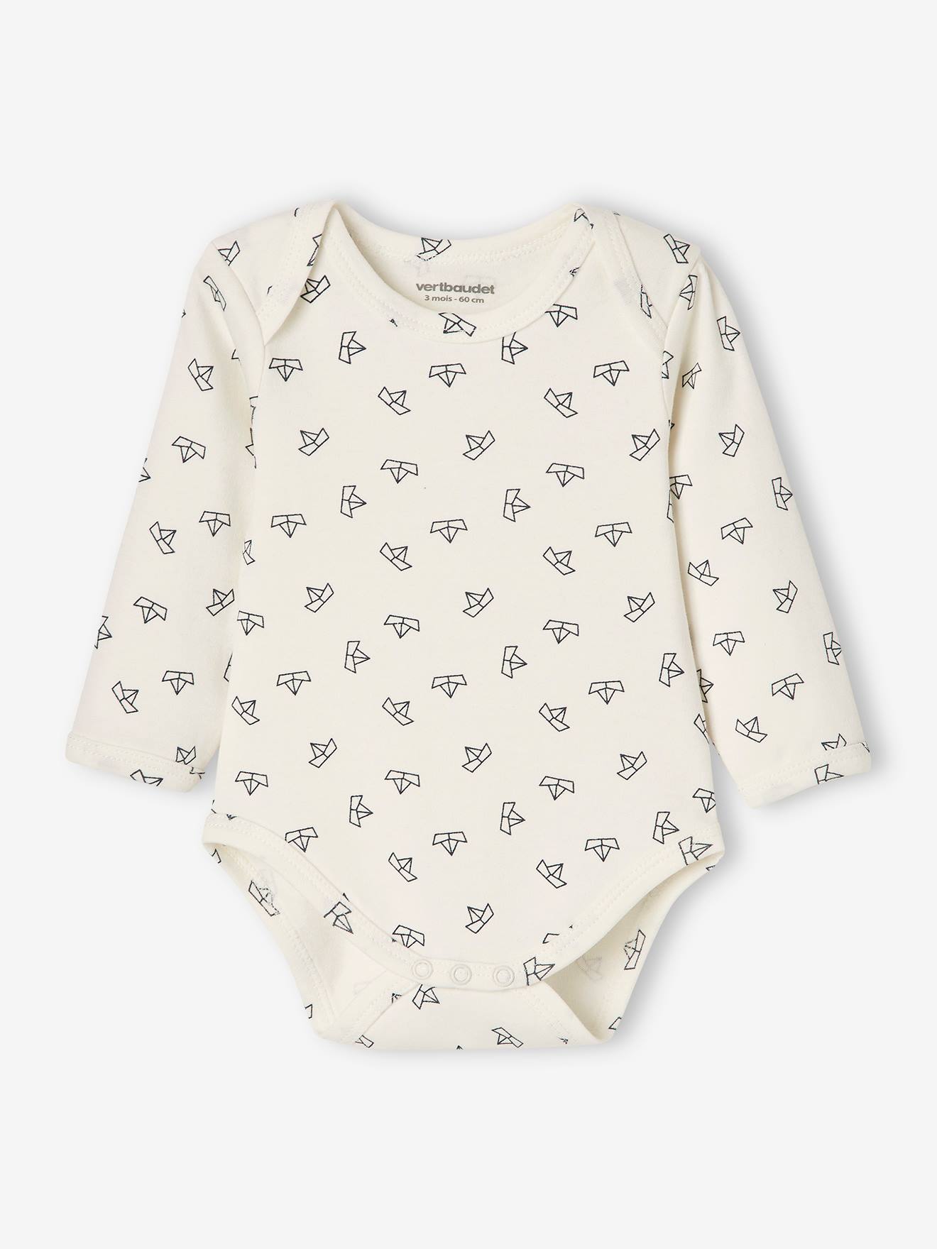 Lot de 5 bodies manches longues bébé emmanchure US lot jaune épicé (Vertbaudet) - Image 2