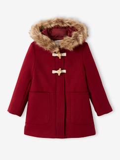 -Duffle-coat à capuche fille en drap de laine fermeture par brandebourgs