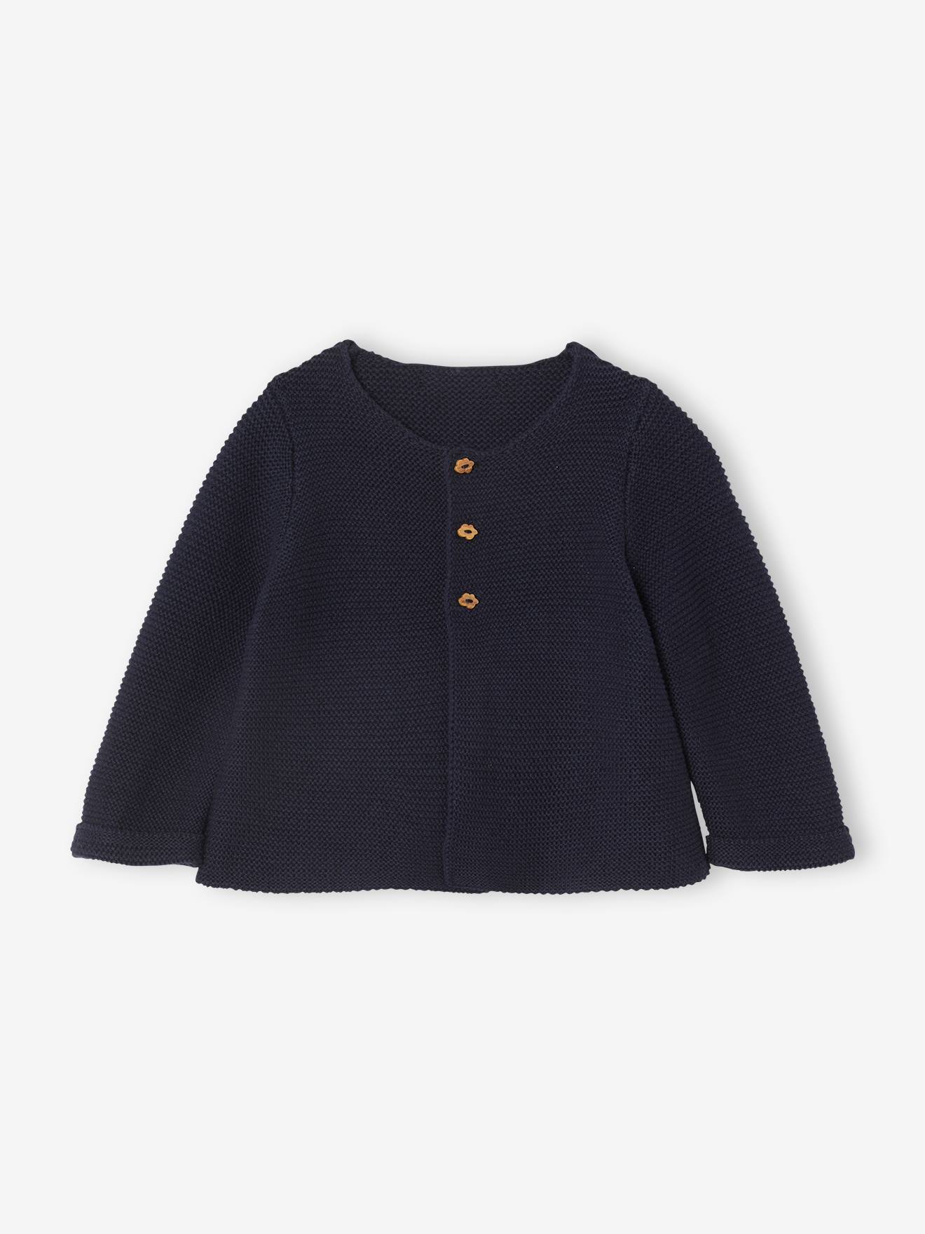Cardigan en coton bébé fine jauge encre