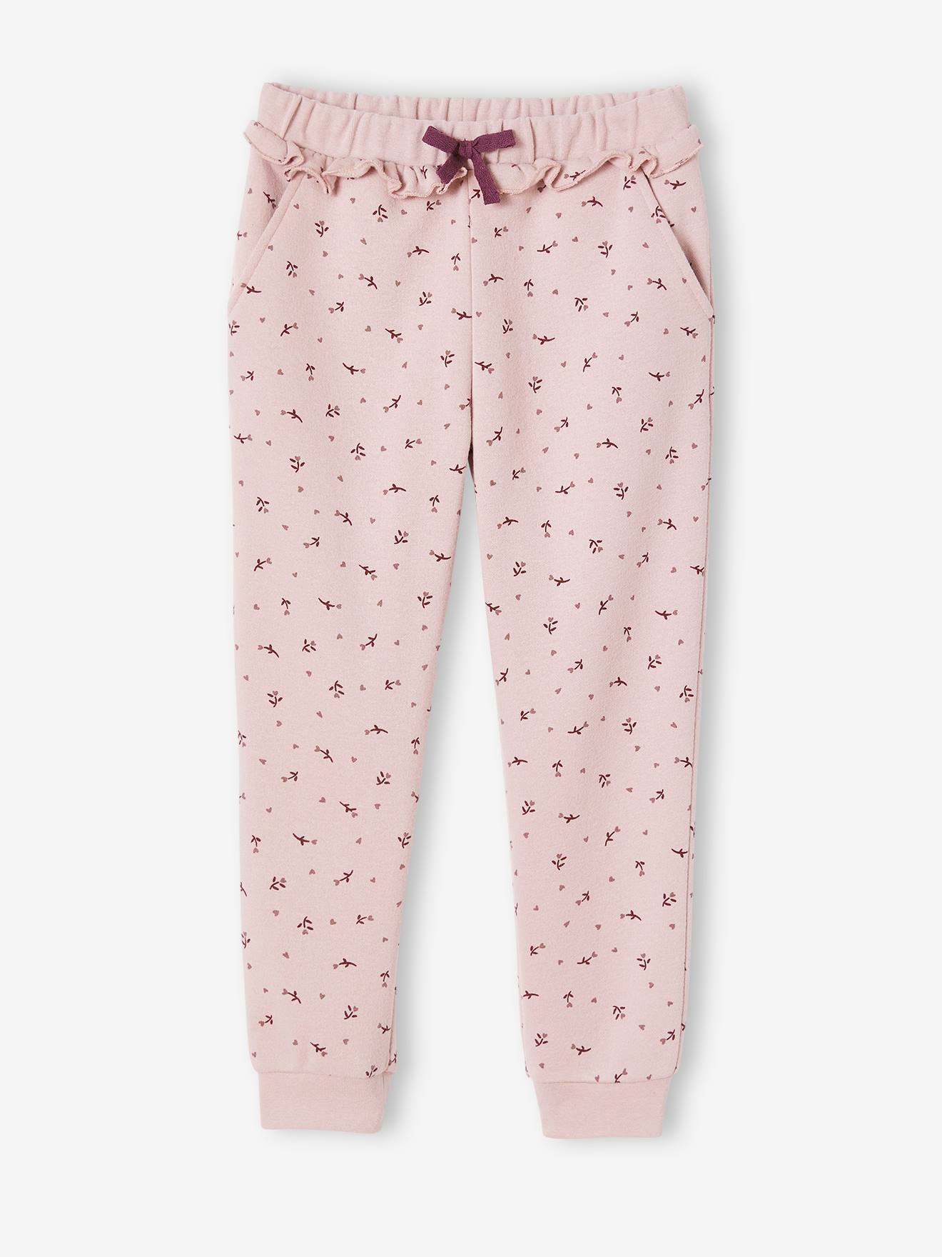 Pantalon de jogging bas élastiqué rose pastel fille