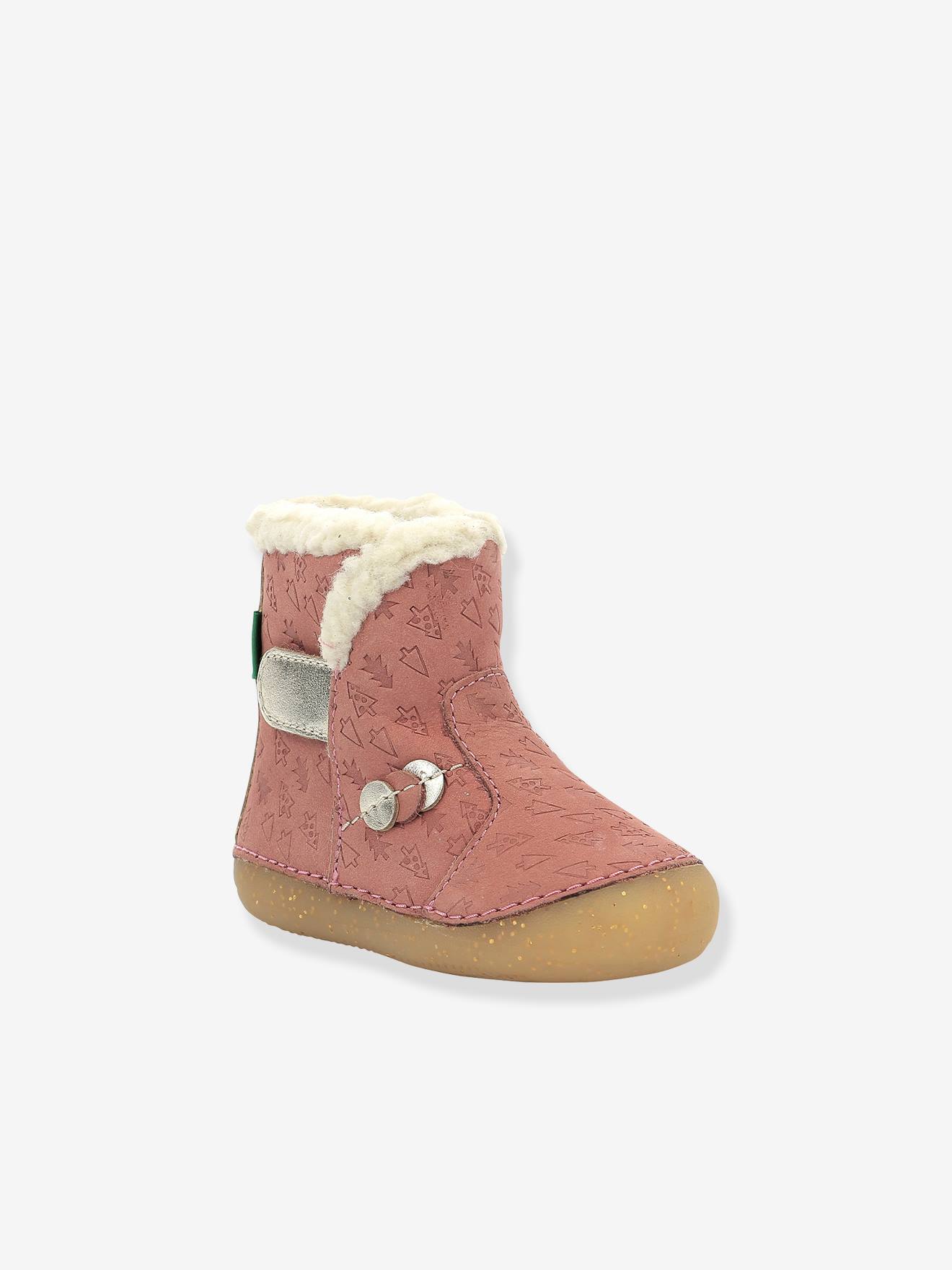 Bottillons fourrs bb fille So Windy 1ers pas rose 32$