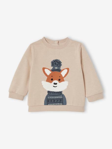 Vertbaudet - Sweat fantaisie bébé garçon beige chiné