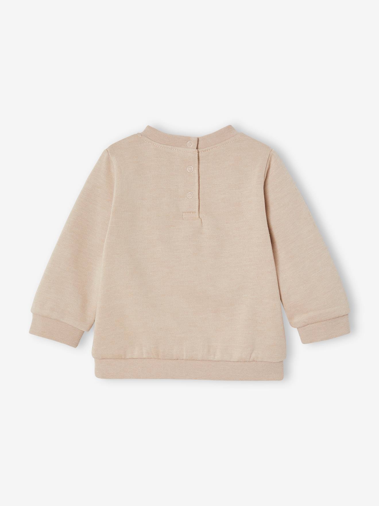 Sweat fantaisie bébé garçon beige chiné (Vertbaudet) - Image 1