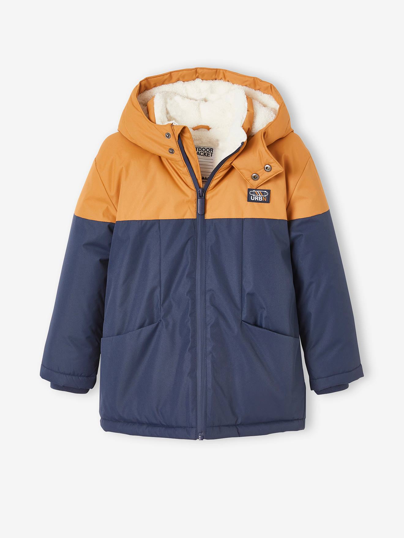 Parka technique à capuche garçon doublée fausse fourrure chaudron