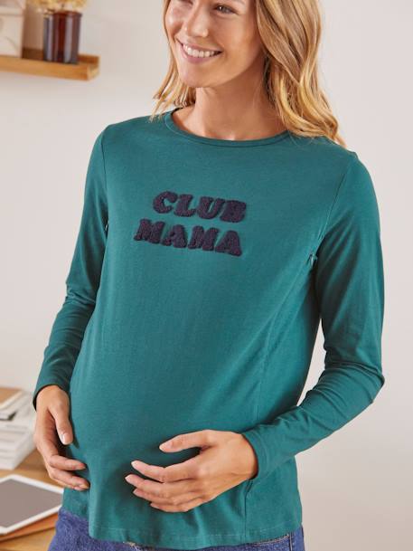 T-shirt à message grossesse et allaitement en coton bio MARINE GRISE+Vert 13 - vertbaudet enfant 
