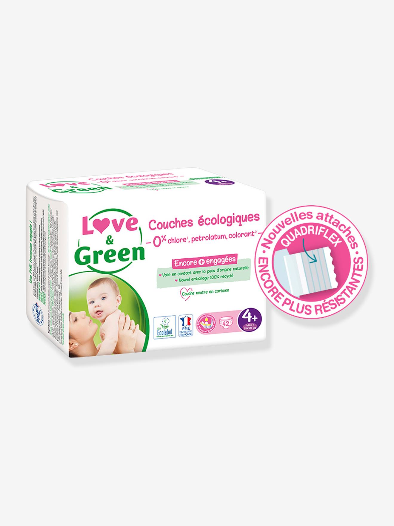 Love & Green Couches Hypoallergéniques T3 4-9Kg, 52 Unités