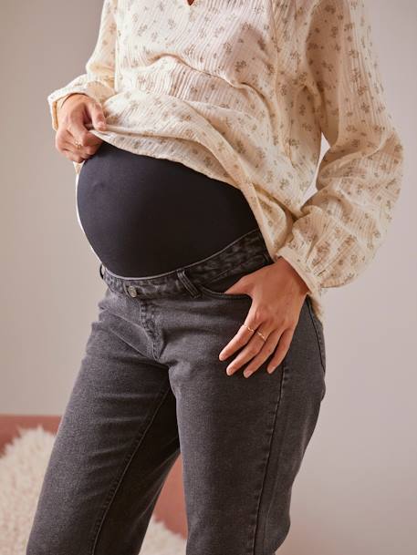 Jean de grossesse mom bandeau sans couture Denim brut+Denim stone+Gris 18 - vertbaudet enfant 