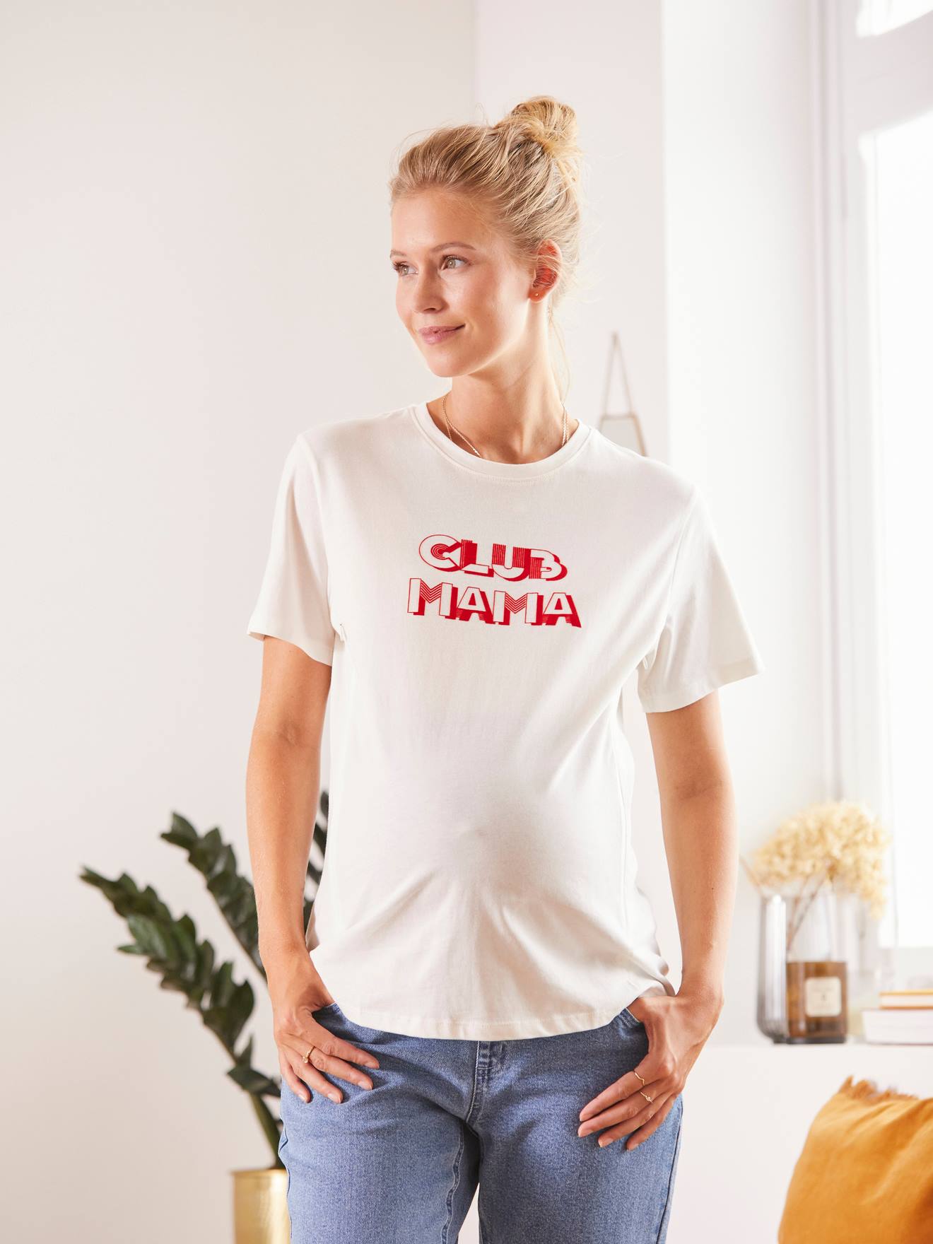 T-shirt à message grossesse et allaitement blanc